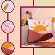 Hand Crafted Embroidered Bohemian Cushion Cover, Set of 1 (16 x16 inches/ 40x40 cm)